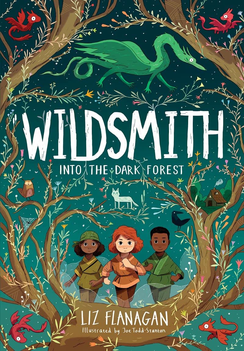 Book cover for Wildsmith - Into the Dark Forset by Liz Flanagan (illustrated by Joe Todd-Stanton)
